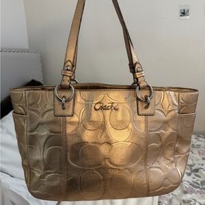 Coach Metallic Gold Tote Bag